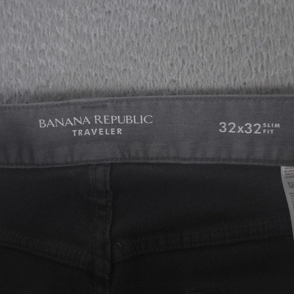Banana Republic Jeans Mens 32x32 Gray Traveler Slim Fit Cotton Stretch Denim